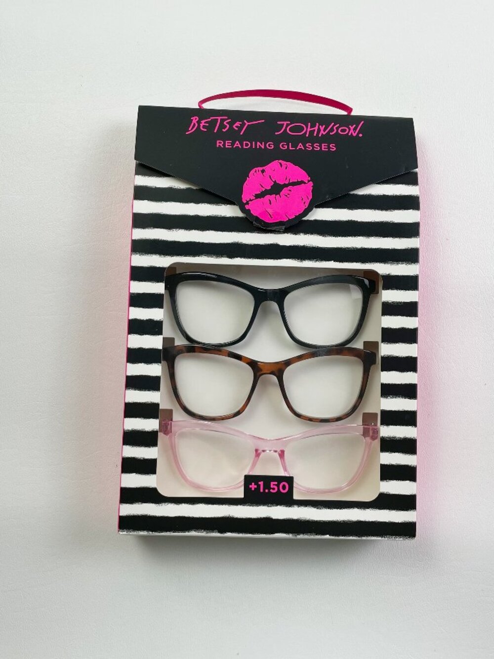 Betsey Johnson 3 Pack Reading Glasses +1.50 Black Tortoise Pink New